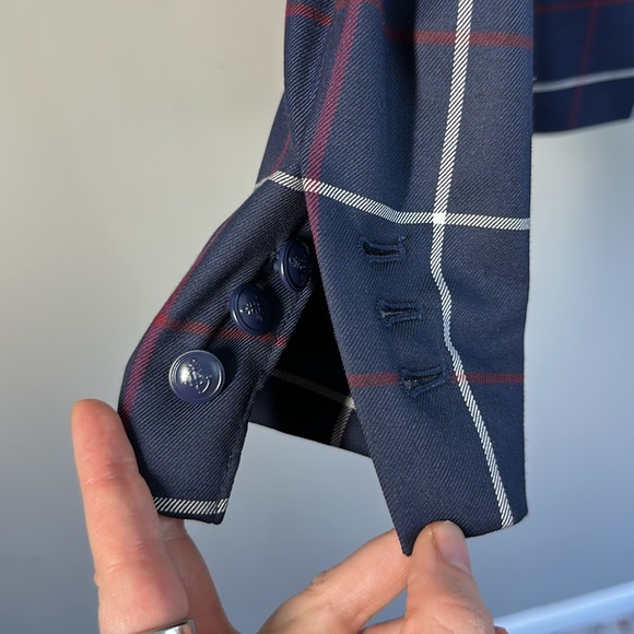 NWT Tommy Hilfiger Women Navy Window Pane Plaid Blazer Sz 2 Academia Lined Prep - Picture 5 of 16